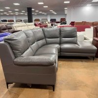 Сив ъглов кожен диван "Lucca", снимка 8 - Дивани и мека мебел - 40780228