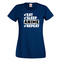 Дамска тениска Anime,Eat,Sleep,Anime,Repeat,Ядене,Спане,Подарък, снимка 10 - Тениски - 36420002