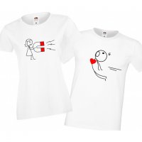 Комплект тениски за влюбени Сърце и магнит Magnet stickman, снимка 2 - Тениски - 33012061