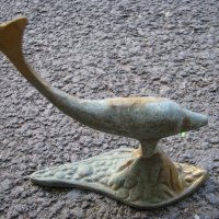 Бронзова пластика статуетка делфин, снимка 1 - Антикварни и старинни предмети - 28604785