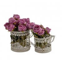 2 броя Метален кафез за декорация CAGE Flowers Бял Браш, снимка 2 - Романтични подаръци - 39881575