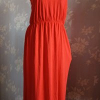 H&M- XL- Макси рокля в червено оранжев цвят и интегрален сутиен , снимка 3 - Рокли - 37434753