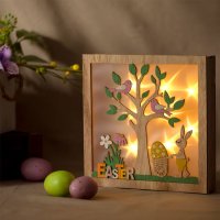 Великденска дървена рамка Bunny Tree 3 LED 22x4x22см, снимка 2 - Декорация за дома - 44078677