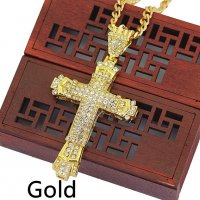 Хип - Хоп кръст / Hip Hop Cross - Бижу - Gold, снимка 3 - Колиета, медальони, синджири - 37529568