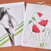 Картички с цветя / пролет, лалета, макове, цветно, снимка 3 - Подаръци за рожден ден - 28465106