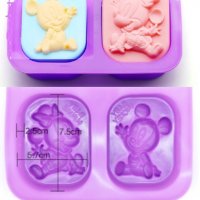 Бебешки baby Мики и Мини Маус дълбок силиконов молд форма калъп сапун гипс сувенир, снимка 1 - Форми - 27658903