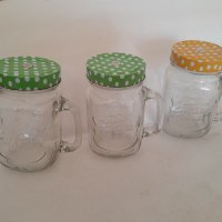 Стъклени буркани за пиене със сламка, снимка 1 - Буркани, бутилки и капачки - 43000179