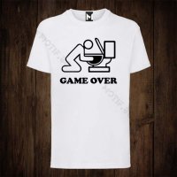 Мъжка тениска с щампа за ергенско парти Game Over , снимка 1 - Тениски - 26612766