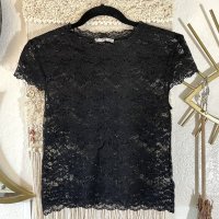 Дамска черна прозрачна блуза с бродерия на ZARA размер S цена 20 лв., снимка 5 - Корсети, бюстиета, топове - 42963935