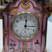 Каретен часовник-Сребърен гилеше  емайл часовник/Silver and Guilloche enamel Carriage Clock/, снимка 1 - Колекции - 38836804