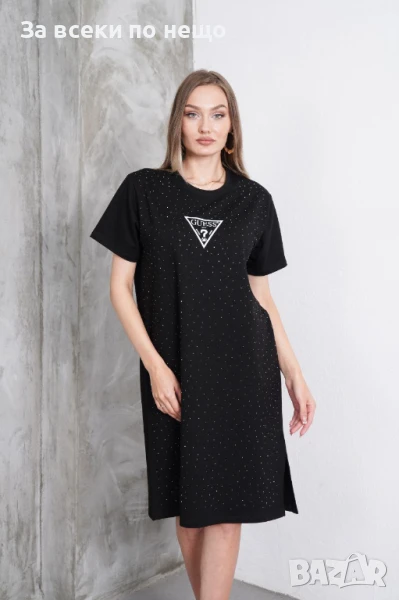 Guess Дамска Черна Ежедневна Спортна Рокля С Кристали Гес Код A690, снимка 1