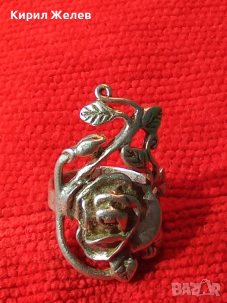 Стар ПРЕКРАСЕН ФЛОРАЛЕН АРТ НУВО СРЕБЪРЕН ПРЪСТЕН РОЗА - ВИСОКА ПРОБА СРЕБРО МАЙСТОРСКА РАБОТА 40613, снимка 1