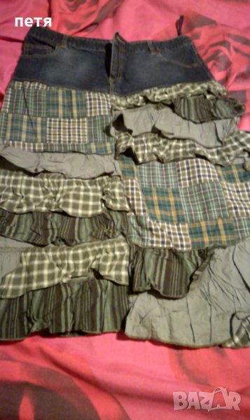 дънкова пола с платки, снимка 1