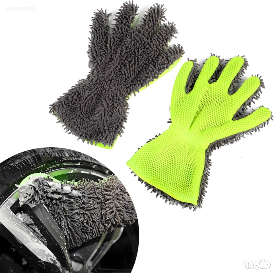 Ръкавица за автомивка, мека двустранна, дишаща ръкавица за почистване на автомобили автомивка, снимка 1