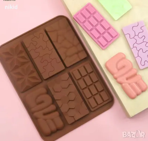 love пчелна пита мозайка шоколад шоколадов блок парченца различни силиконов молд форма фондан гипс , снимка 1