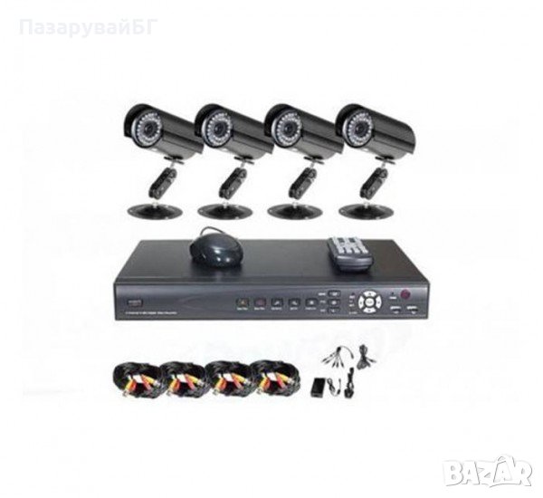 Комплект за видео наблюдение, 4 бр. камери с кабел, DVR, CCTV, USB, интернет, снимка 1