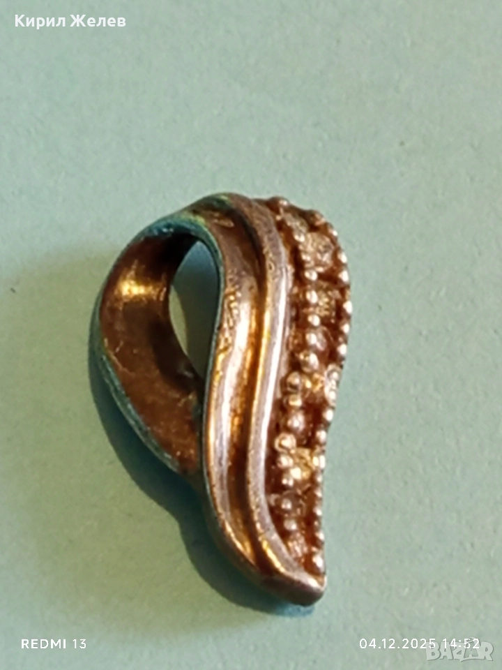 Изящна ажурна сребърна висулка ръчна изработка 52359, снимка 1