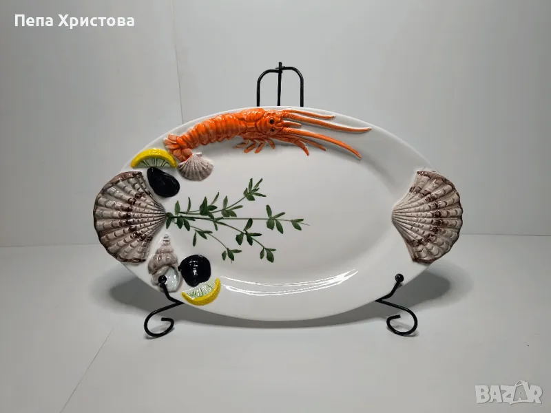   Плато за ордьоври от италианска 3Д керамика, снимка 1