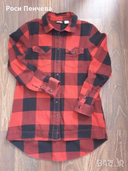 Туника за момиче тип риза до 134 см/червено-черни квадрати, снимка 1