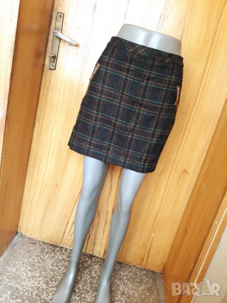 Черна карирана пола ниска талия с джобчета ХЛ, снимка 1