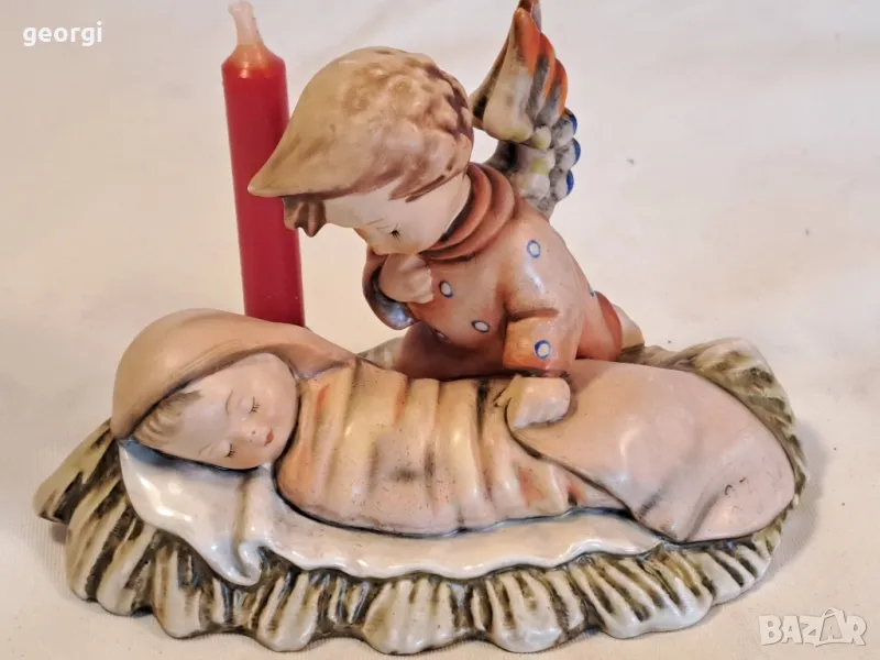 Порцеланов свещник Hummel Goebel ангел с бебе Исус , снимка 1