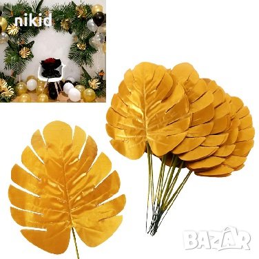златни Листа Листо Филодендрон изкуствено Тропическо Хаваи Хавайско Джунгла украса изкуствени листа , снимка 1