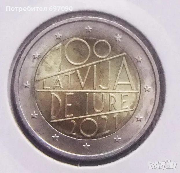 Латвия - 2 евро -2021, снимка 1