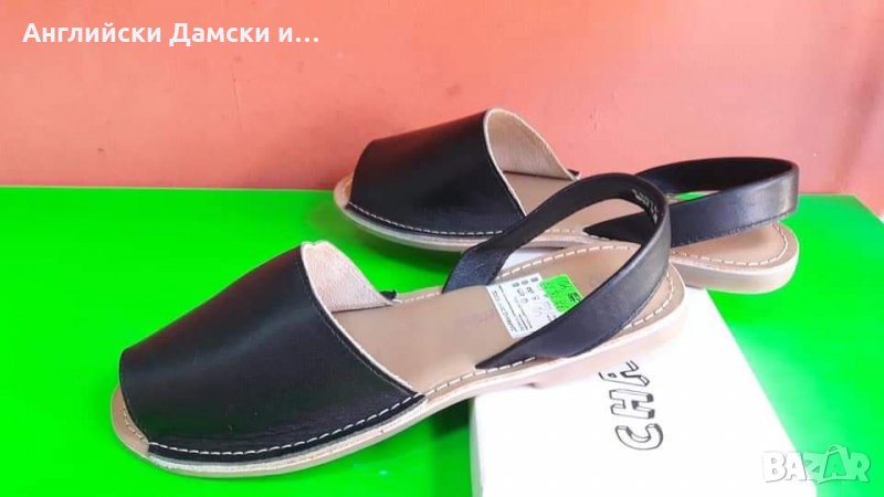 Английски дамски сандали-еспадрили естествена кожа , снимка 1