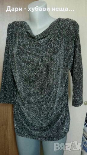 Стилна двупластова блуза, в черно и сребристо👗🍀M/L,L👗🍀арт.2049, снимка 1