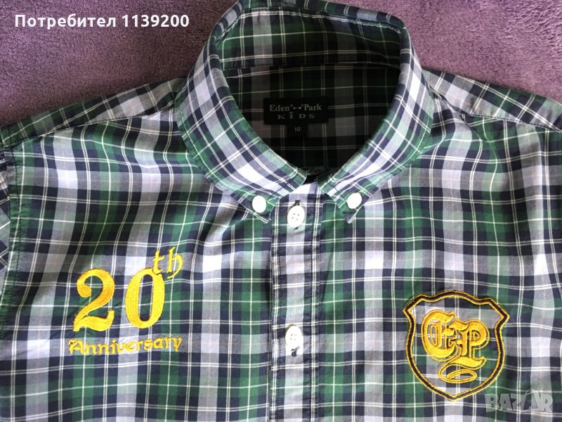 8-9г френска карирана риза Eden Park kids дълъг ръкав оригинал, снимка 1