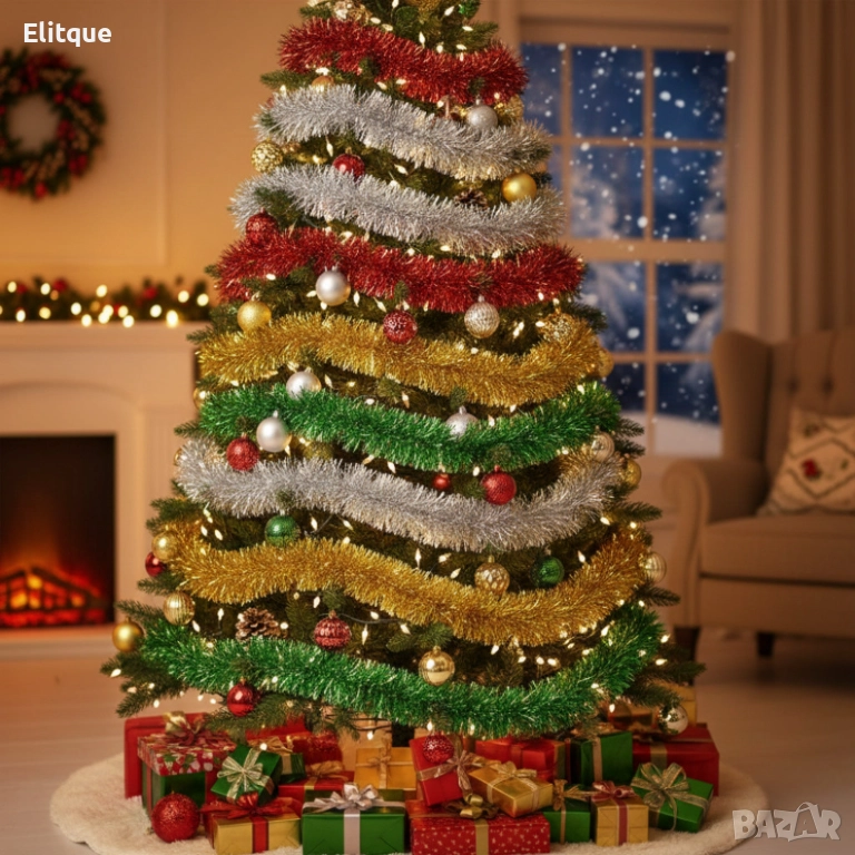 Елегантна празнична гирлянда 5 см х 2 м - Коледно настроение за всеки дом, снимка 1