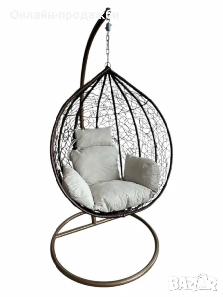 Градинска люлка от PVC ратан с метална конструкция, снимка 1