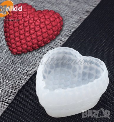 3D Сърце обло на ситни сърца силиконов молд форма смола гипс шоколад смола сапун декор, снимка 1