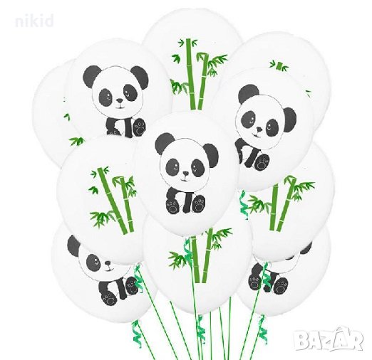 Панда Бамбук Обикновен надуваем латекс латексов балон парти хелий или газ, снимка 1