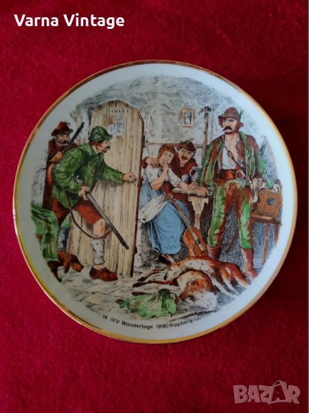 Колекционерска порцеланова чиния 14.IVV Wandertage 1990 Ruppberg. Pforzheim Германия., снимка 1