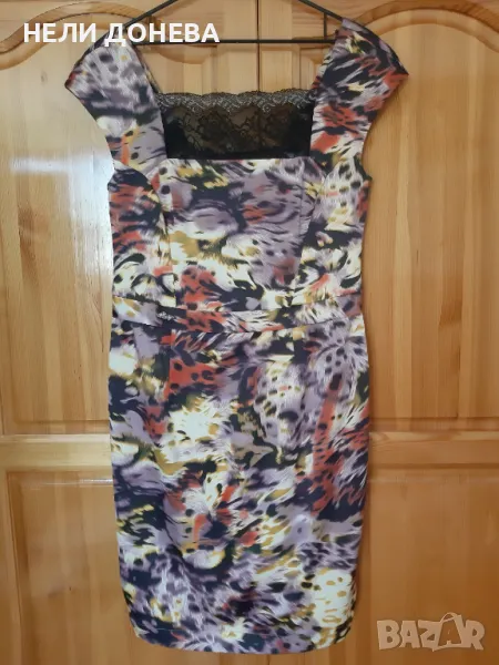 Красива Рокля на Rosi Fashion Цветна с Черна Дантела!НОВА с Етикет!№46, снимка 1