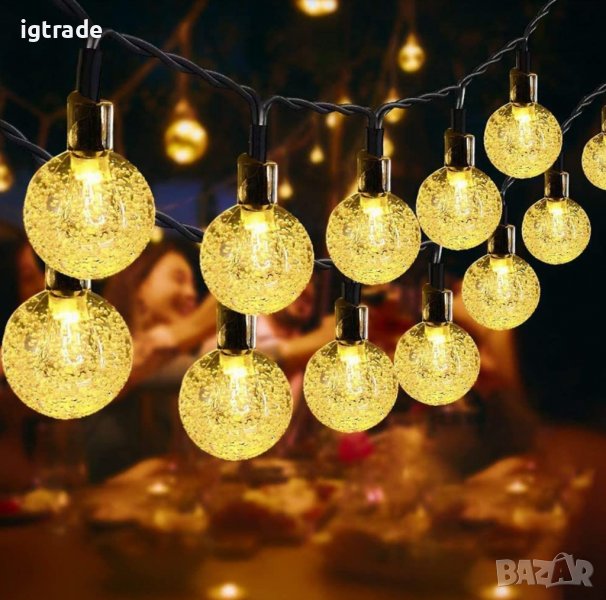 10м 80бр. LED сфери - на батерии - декорация - осветление лента, снимка 1