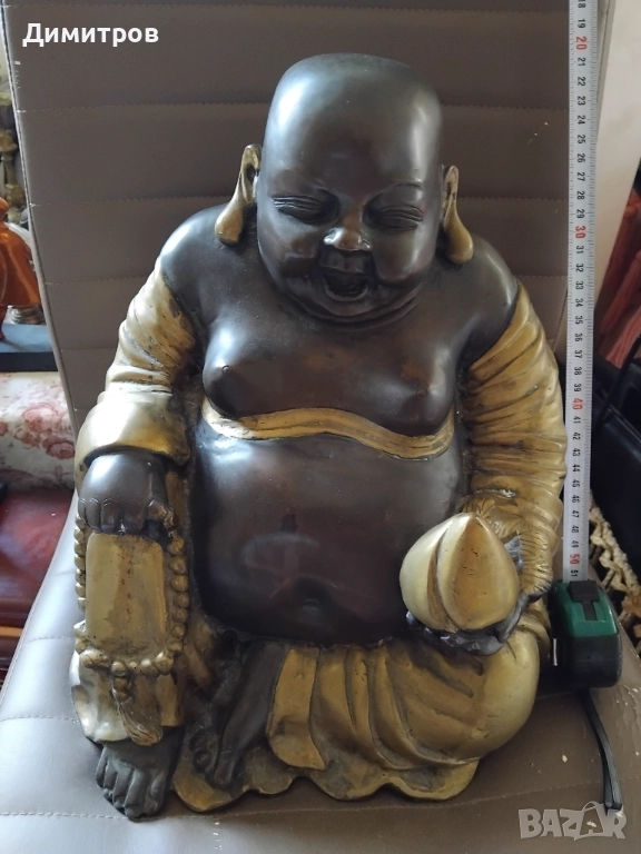 Буда от масивен  бронз, снимка 1