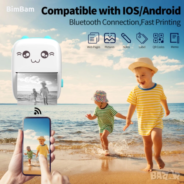 Черен петък -60%! Преносим мини термопринтер, детски принтер, снимка 1