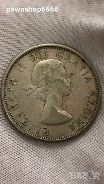 Сребърна монета Канада 50 цента, 1961, снимка 1