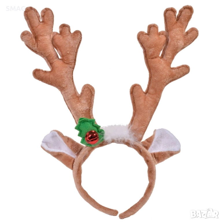 Коледна диадема елен с камбанка 33 см_1110877, снимка 1