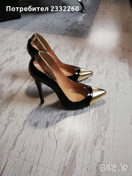 Лачени обувки - черно и златно, снимка 1