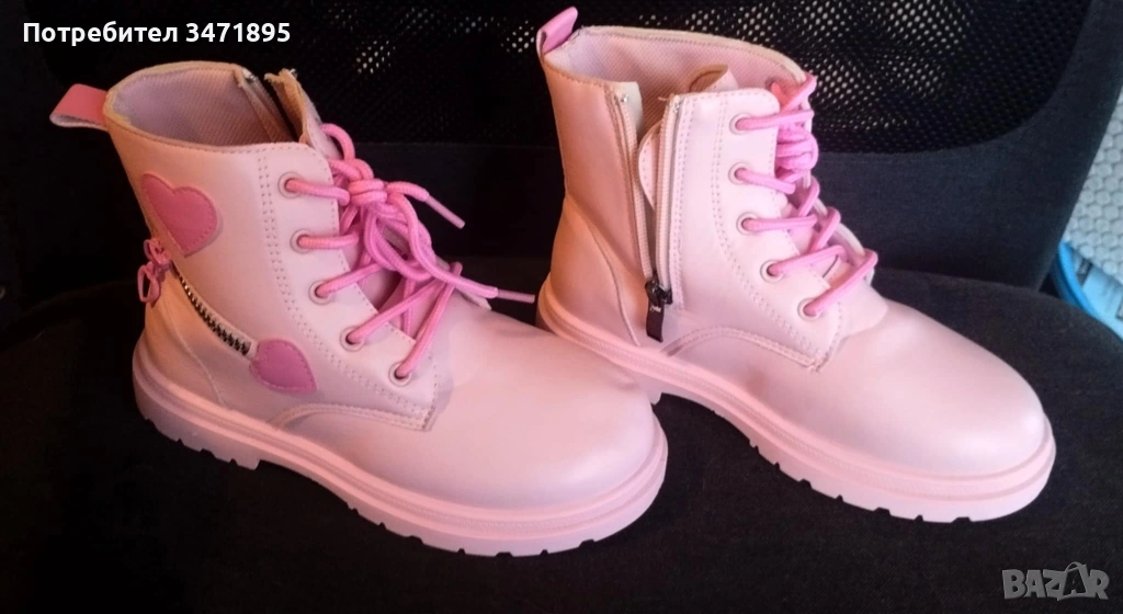 Детски боти, обувки, ботушки за момиче - розови - размер 32, снимка 1