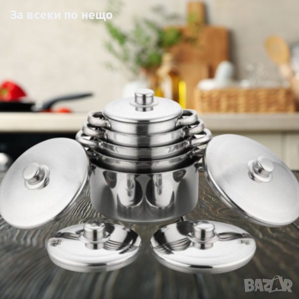 ✨Комплект от 10 части тенджери с тройно дъно и капаци от неръждаема стомана, снимка 1