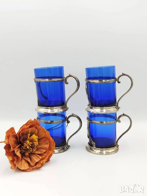 BROGGI Milano 🩵  Винтидж посребрени подстакани, снимка 1