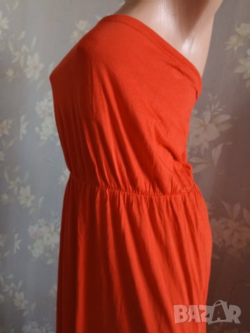 H&M- XL- Макси рокля в червено оранжев цвят и интегрален сутиен , снимка 6 - Рокли - 37434753