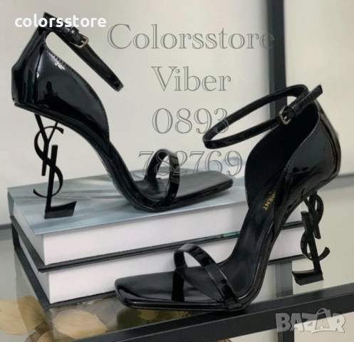 Сандали на ток - черен лак с черен ток - S-Y1L 