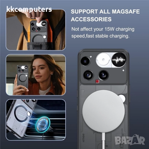 Магнитен калъф за Nothing Phone (3) 5G- Матов PC гръб, TPU рамка, MagSafe, Прахоустойчив, Вкл Протек, снимка 6 - Калъфи, кейсове - 52659643