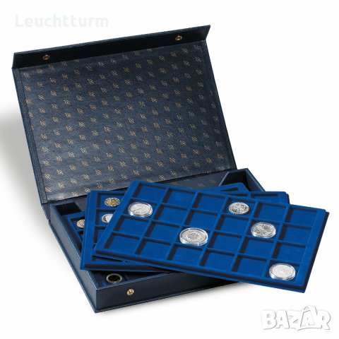  кутия за съхранение и презентация на монети с 4 табли за 128 монети - LEUCHTTURM