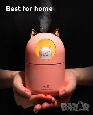 Детска LED лампа и овлажнител за въздух „Коте“ – H2O Humidifier, 300мл, снимка 2 - Други - 53062628